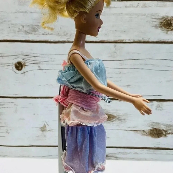 MATTEL BARBIE Disney Doll Blond Hair Blue Eyes Layered Dress 12" - Picture 3 of 10